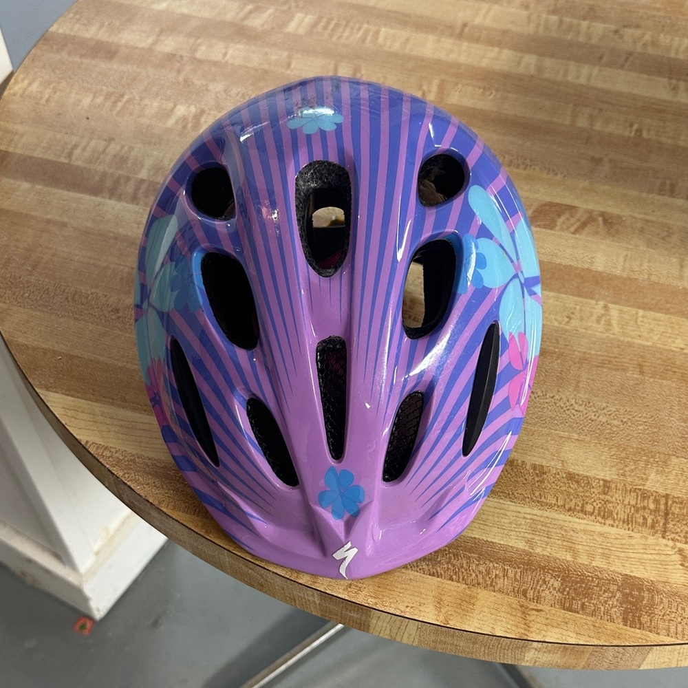 Purple Kids Helmet with Floral Design